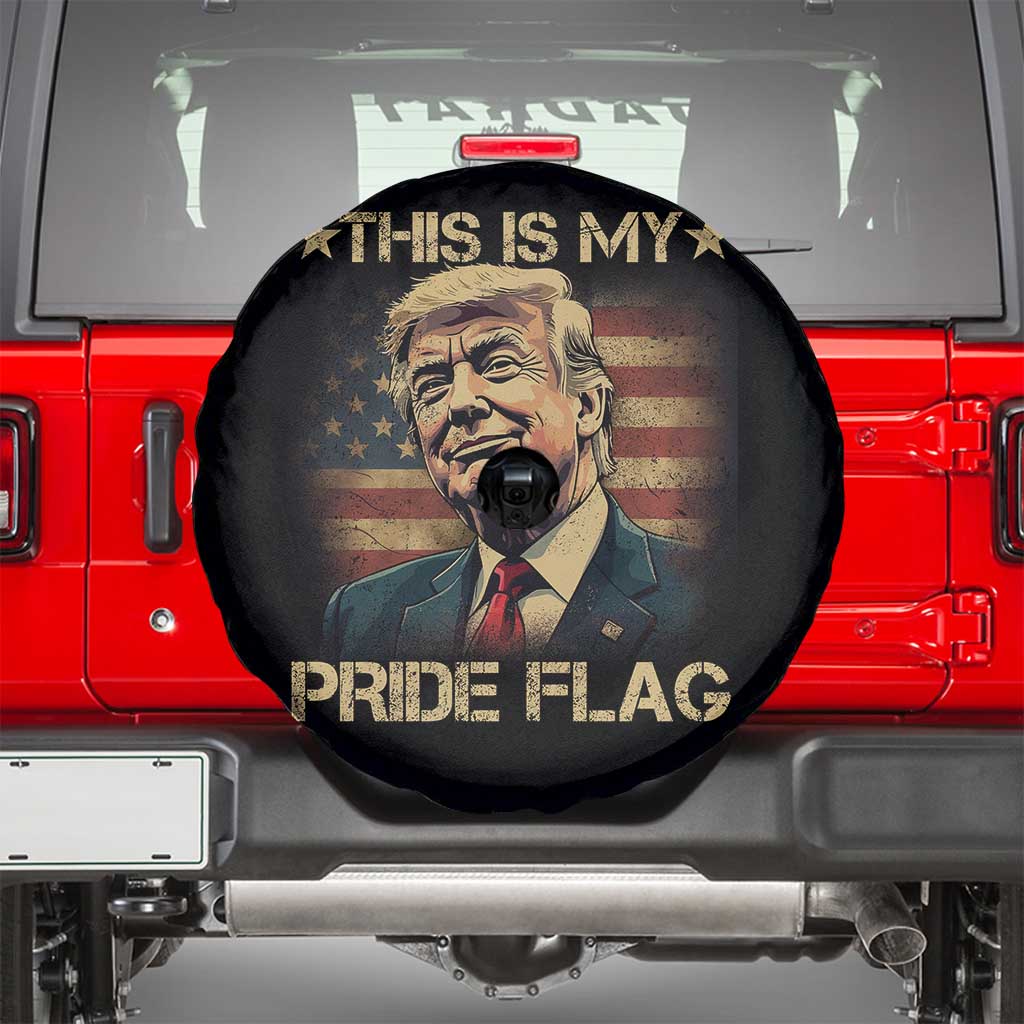 Funny This Is My Pride Flag Trump Spare Tire Cover 4th Of July Vintage American Flag TS11 Black Print Your Wear