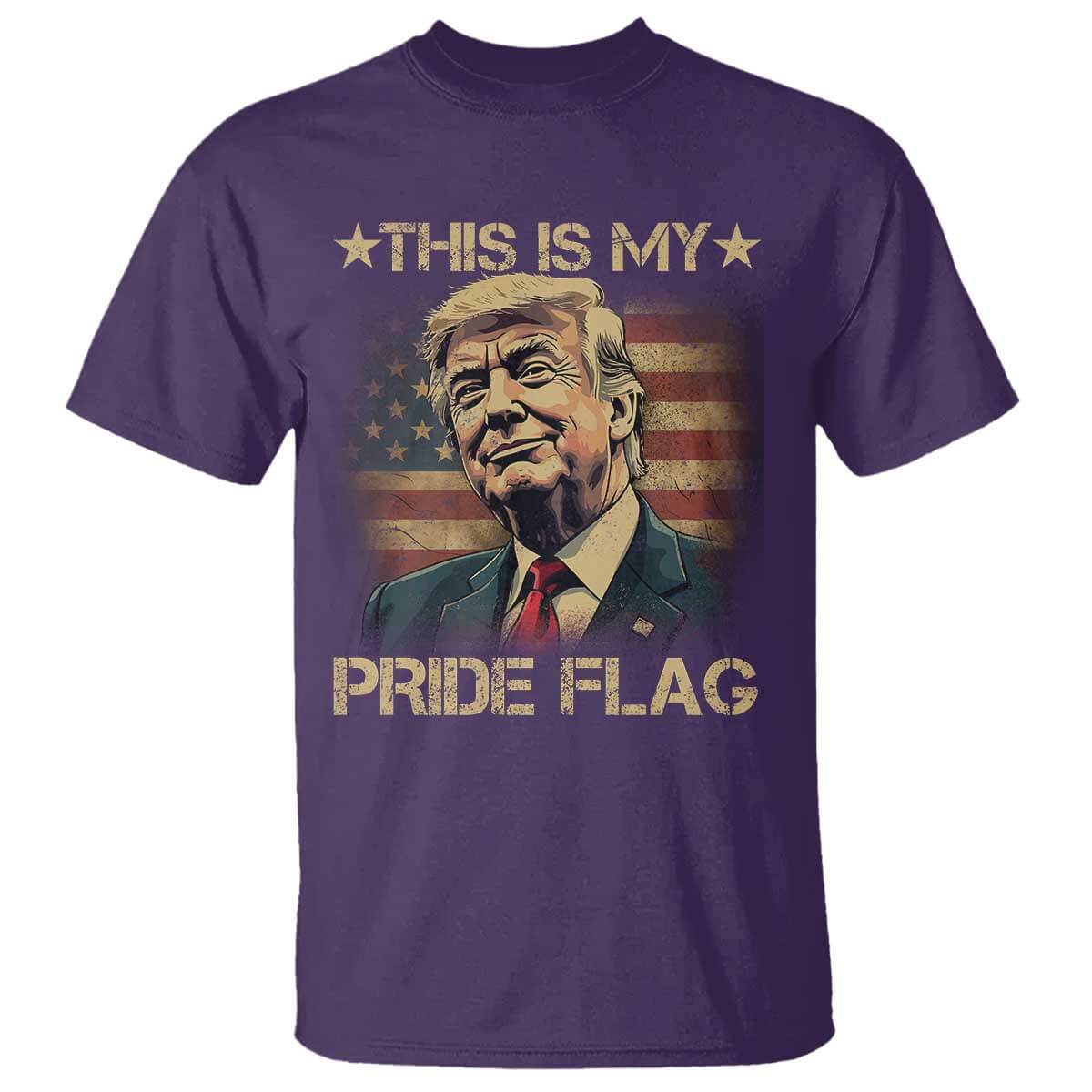 Funny This Is My Pride Flag Trump T Shirt 4th Of July Vintage American Flag TS11 Purple Print Your Wear