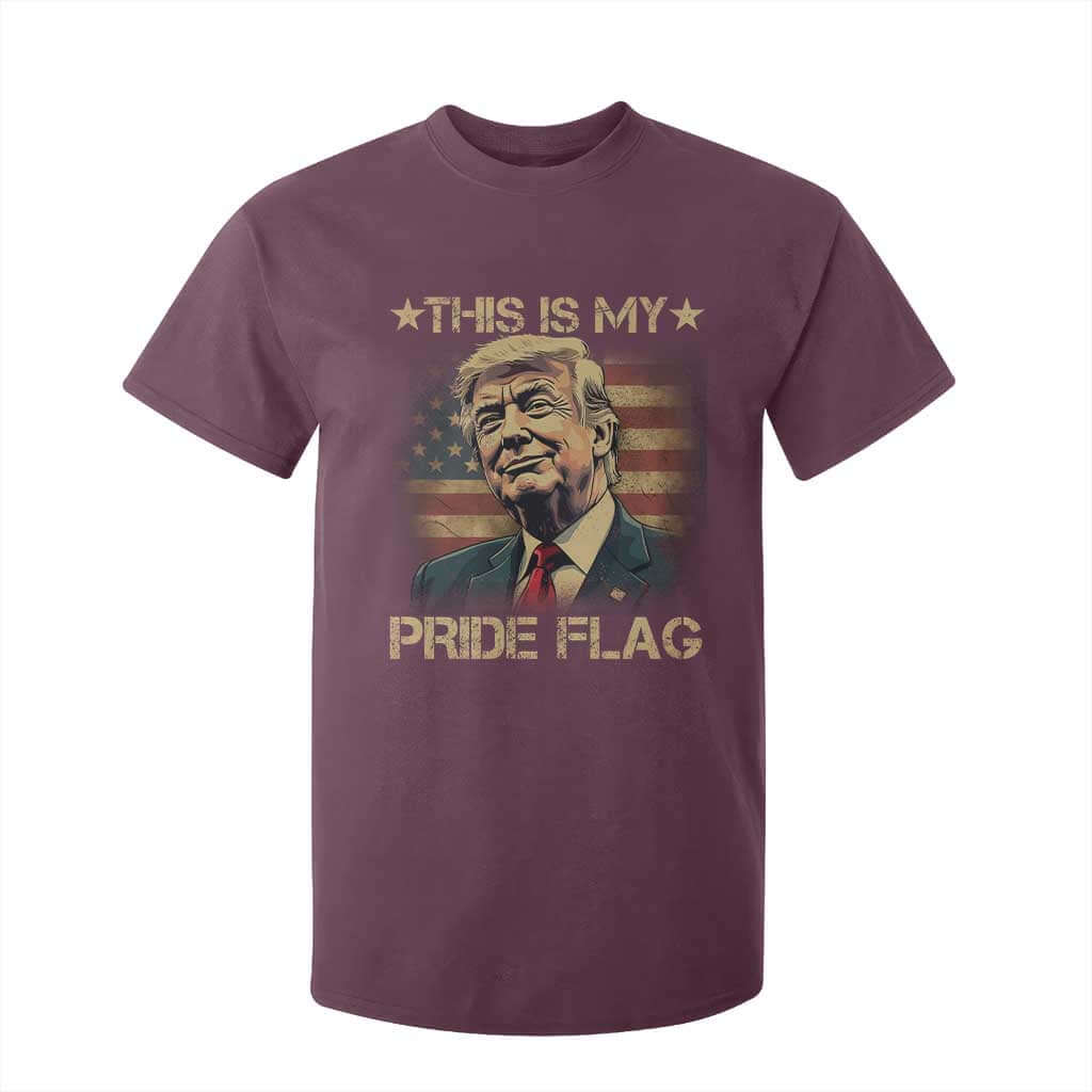 Funny This Is My Pride Flag Trump T Shirt For Kid 4th Of July Vintage American Flag TS11 Maroon Print Your Wear