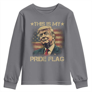 Funny This Is My Pride Flag Trump Youth Sweatshirt 4th Of July Vintage American Flag TS11 Charcoal Print Your Wear