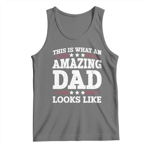 Funny This Is What An Amazing Dad Looks Like Tank Top Fathers Day TS11 Black Heather Print Your Wear