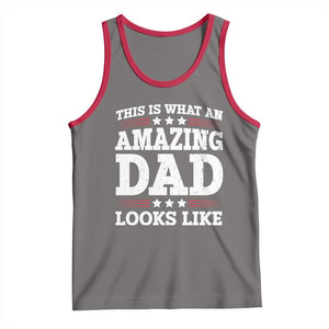 Funny This Is What An Amazing Dad Looks Like Tank Top Fathers Day TS11 Deep Heather Red Print Your Wear