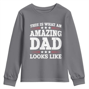 Funny This Is What An Amazing Dad Looks Like Youth Sweatshirt Fathers Day TS11 Charcoal Print Your Wear