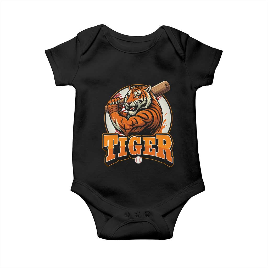 Funny Tiger Lover Baseball Animal Sport Baby Onesie Inspirational Athletic TS11 Black Print Your Wear