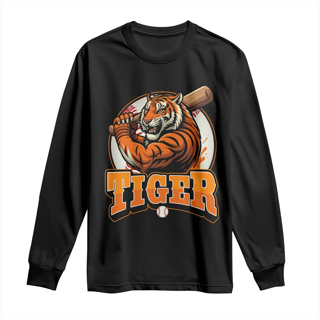 Funny Tiger Lover Baseball Animal Sport Long Sleeve Shirt Inspirational Athletic TS11 Black Print Your Wear
