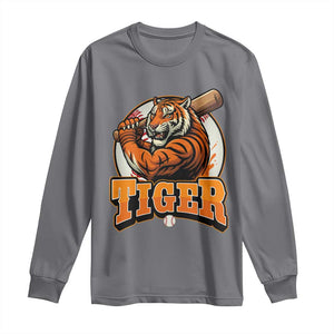 Funny Tiger Lover Baseball Animal Sport Long Sleeve Shirt Inspirational Athletic TS11 Charcoal Print Your Wear