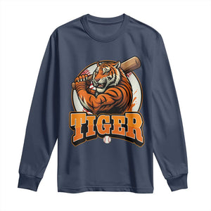 Funny Tiger Lover Baseball Animal Sport Long Sleeve Shirt Inspirational Athletic TS11 Navy Print Your Wear