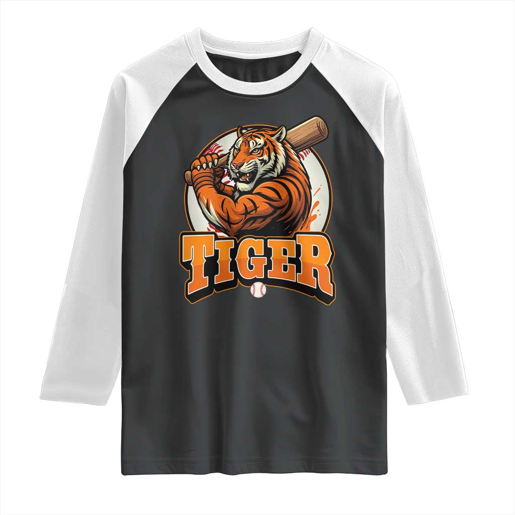 Funny Tiger Lover Baseball Animal Sport Raglan Shirt Inspirational Athletic TS11 Black White Print Your Wear