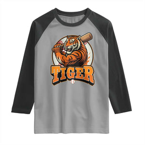 Funny Tiger Lover Baseball Animal Sport Raglan Shirt Inspirational Athletic TS11 Sport Gray Black Print Your Wear