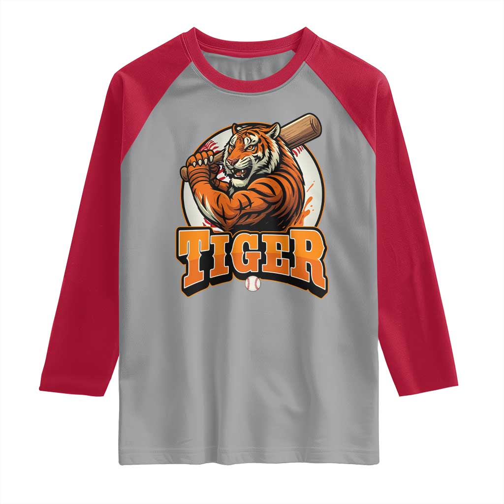 Funny Tiger Lover Baseball Animal Sport Raglan Shirt Inspirational Athletic TS11 Sport Gray Red Print Your Wear