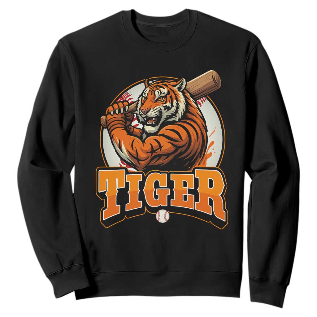 Funny Tiger Lover Baseball Animal Sport Sweatshirt Inspirational Athletic TS11 Black Print Your Wear