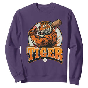 Funny Tiger Lover Baseball Animal Sport Sweatshirt Inspirational Athletic TS11 Purple Print Your Wear