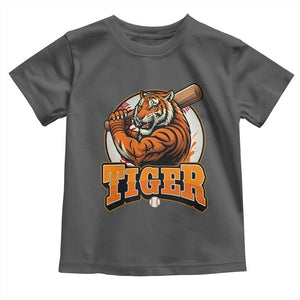 Funny Tiger Lover Baseball Animal Sport Toddler T Shirt Inspirational Athletic TS11 Dark Heather Print Your Wear