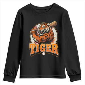 Funny Tiger Lover Baseball Animal Sport Youth Sweatshirt Inspirational Athletic TS11 Black Print Your Wear