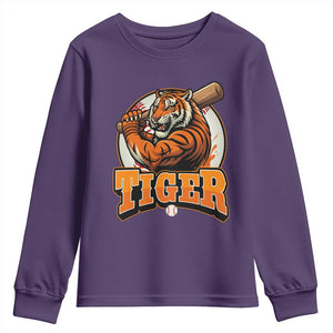 Funny Tiger Lover Baseball Animal Sport Youth Sweatshirt Inspirational Athletic TS11 Purple Print Your Wear