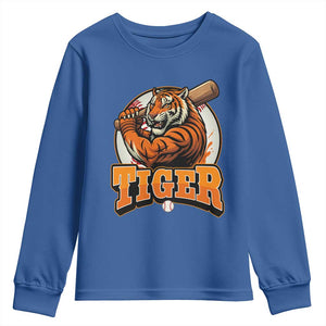 Funny Tiger Lover Baseball Animal Sport Youth Sweatshirt Inspirational Athletic TS11 Royal Blue Print Your Wear