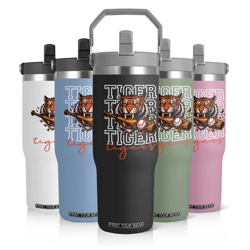 Funny Tiger Lover Baseball Animal Sports Flip Straw Tumbler Inspirational Athletic TS11 Print Your Wear