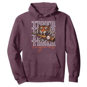 Funny Tiger Lover Baseball Animal Sports Hoodie Inspirational Athletic TS11 Maroon Print Your Wear