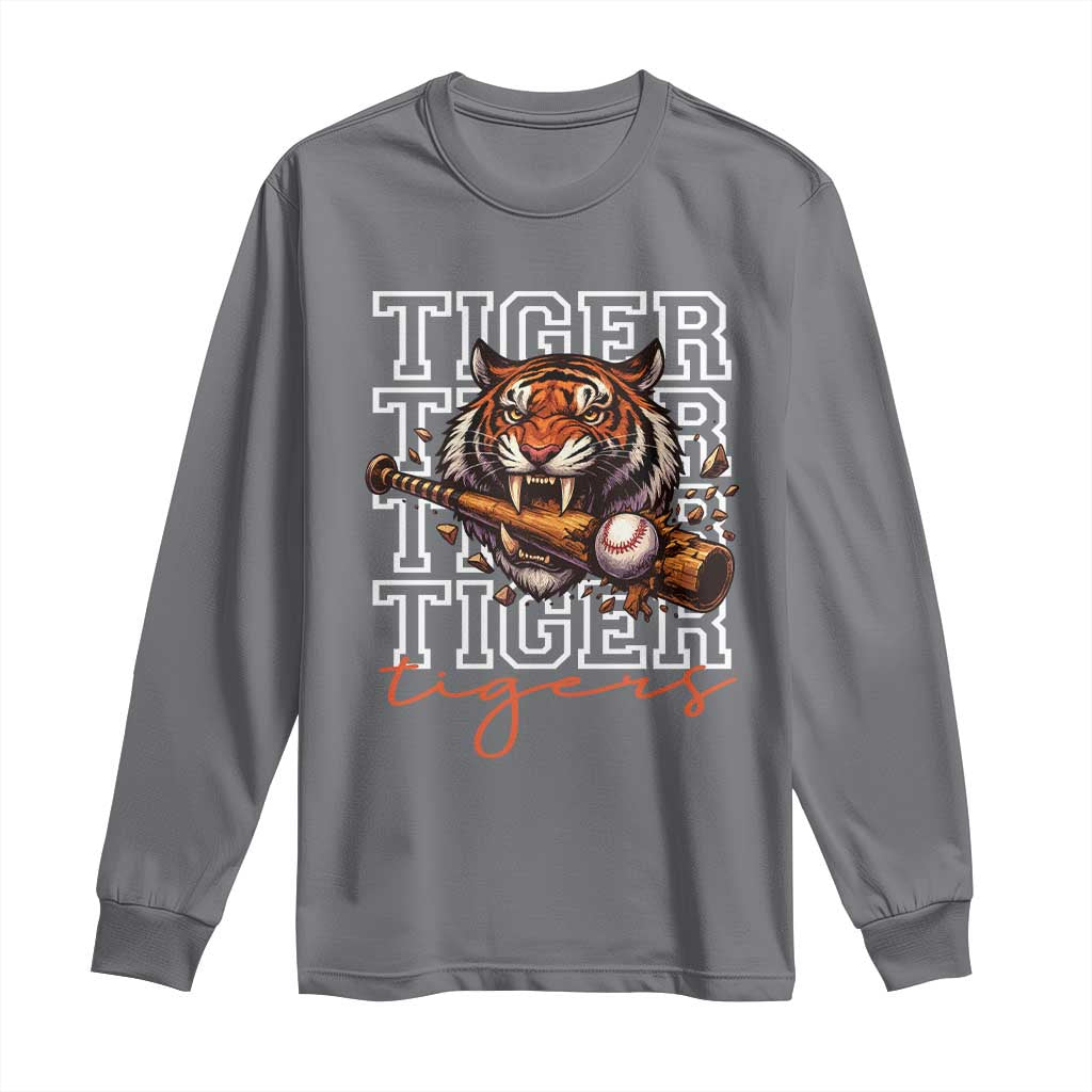 Funny Tiger Lover Baseball Animal Sports Long Sleeve Shirt Inspirational Athletic TS11 Charcoal Print Your Wear