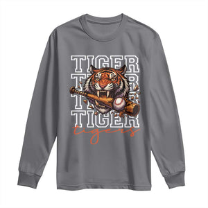 Funny Tiger Lover Baseball Animal Sports Long Sleeve Shirt Inspirational Athletic TS11 Charcoal Print Your Wear