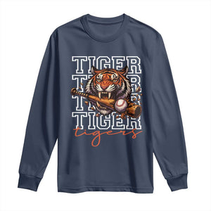 Funny Tiger Lover Baseball Animal Sports Long Sleeve Shirt Inspirational Athletic TS11 Navy Print Your Wear
