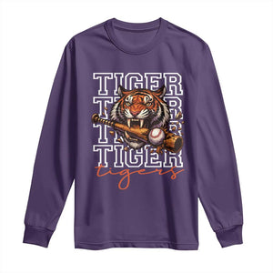 Funny Tiger Lover Baseball Animal Sports Long Sleeve Shirt Inspirational Athletic TS11 Purple Print Your Wear