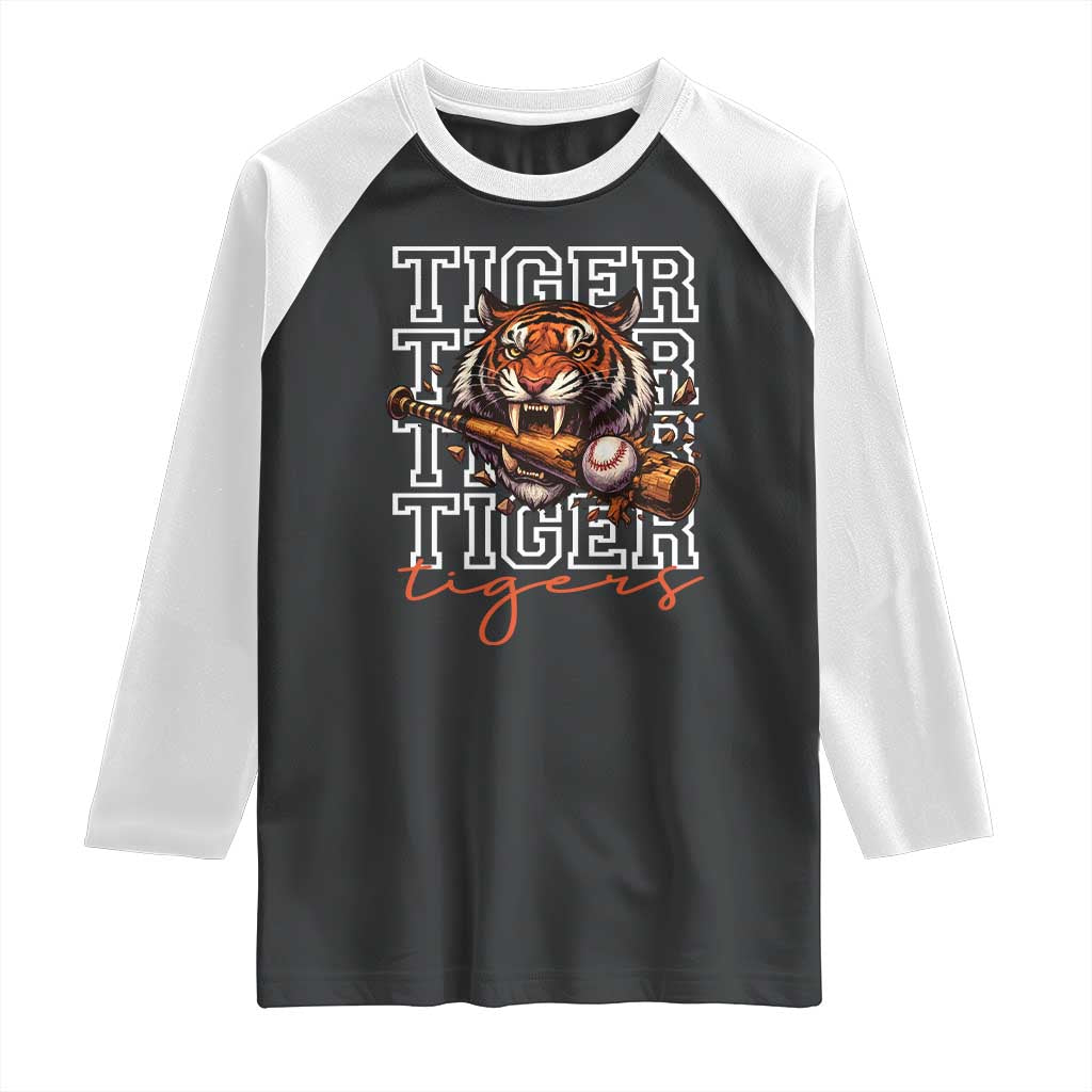 Funny Tiger Lover Baseball Animal Sports Raglan Shirt Inspirational Athletic TS11 Black White Print Your Wear