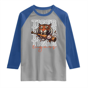 Funny Tiger Lover Baseball Animal Sports Raglan Shirt Inspirational Athletic TS11 Sport Gray Royal Print Your Wear