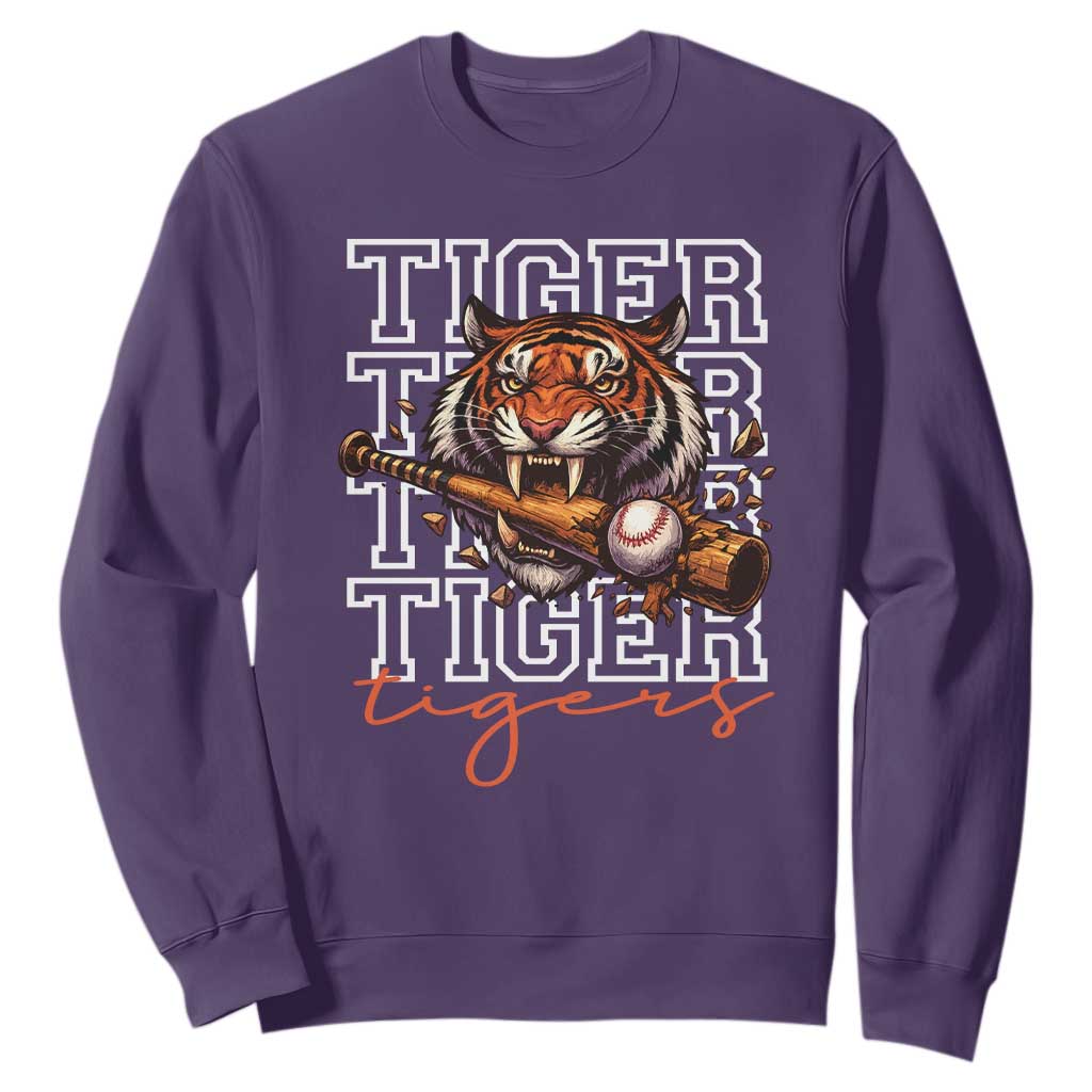 Funny Tiger Lover Baseball Animal Sports Sweatshirt Inspirational Athletic TS11 Purple Print Your Wear