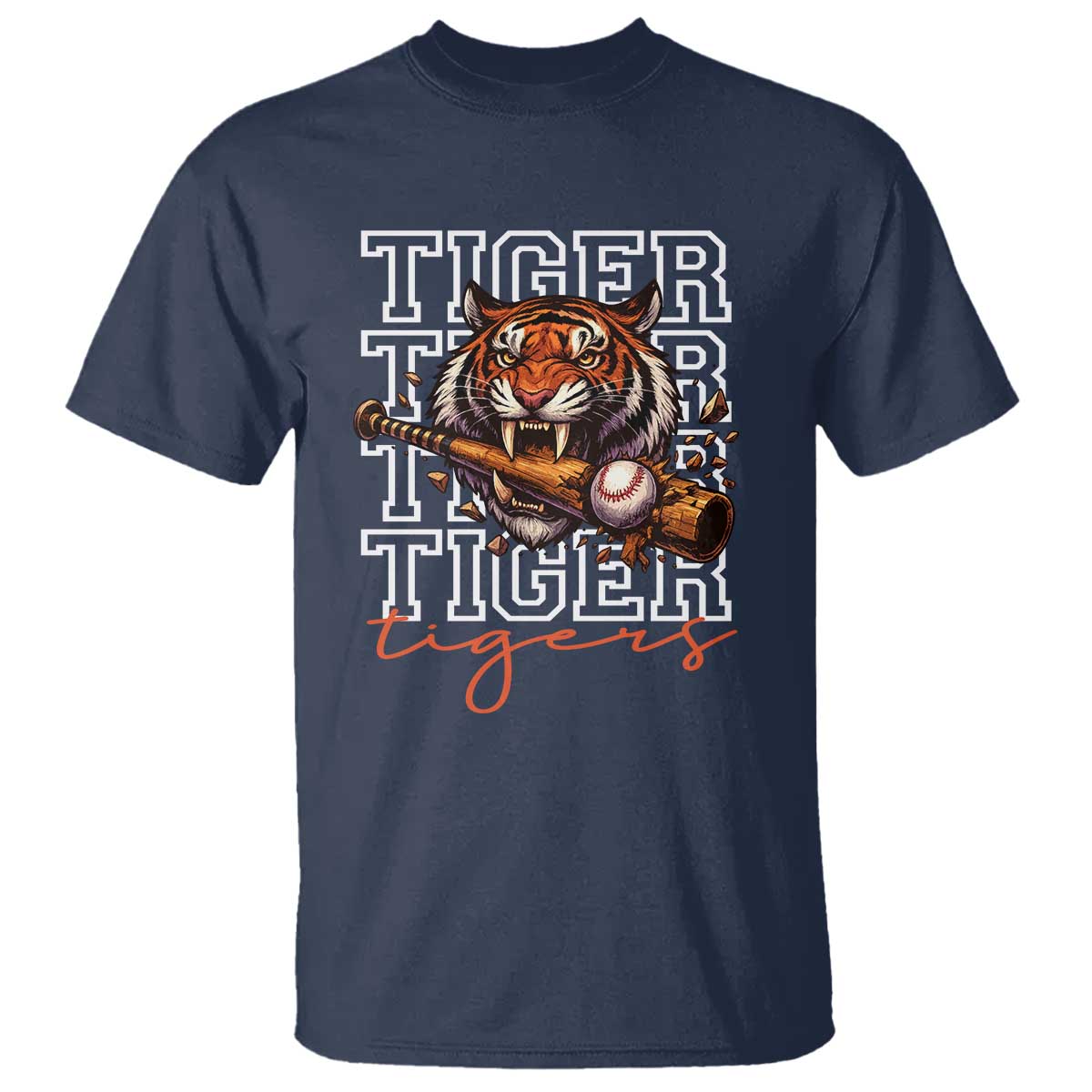 Funny Tiger Lover Baseball Animal Sports T Shirt Inspirational Athletic TS11 Navy Print Your Wear