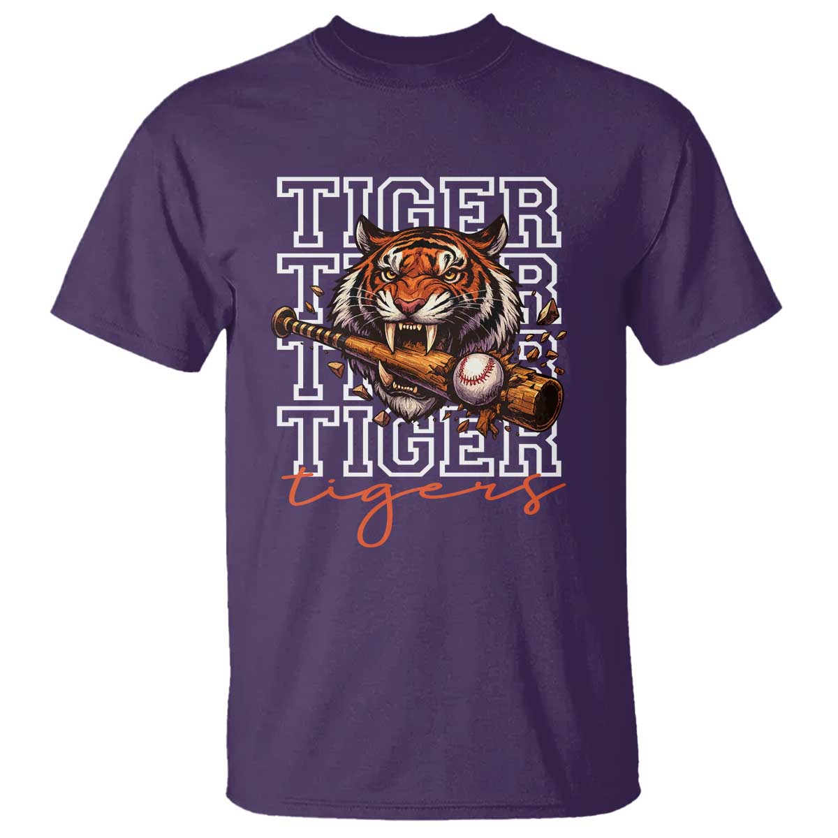 Funny Tiger Lover Baseball Animal Sports T Shirt Inspirational Athletic TS11 Purple Print Your Wear
