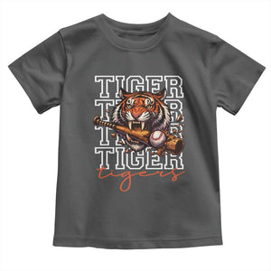 Funny Tiger Lover Baseball Animal Sports Toddler T Shirt Inspirational Athletic TS11 Dark Heather Print Your Wear