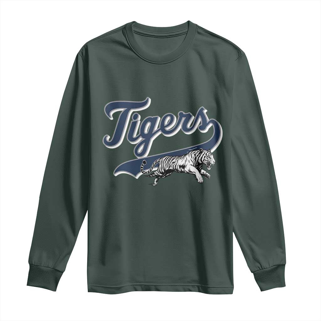 Funny Tiger Lover Sports Name Baseball Long Sleeve Shirt TS11 Dark Forest Green Print Your Wear