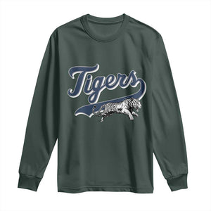 Funny Tiger Lover Sports Name Baseball Long Sleeve Shirt TS11 Dark Forest Green Print Your Wear
