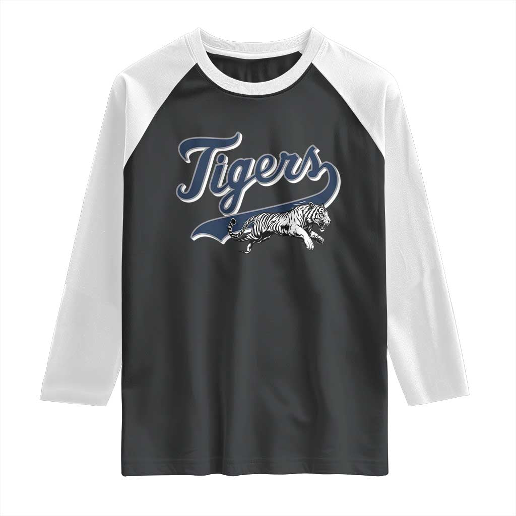Funny Tiger Lover Sports Name Baseball Raglan Shirt TS11 Black White Print Your Wear