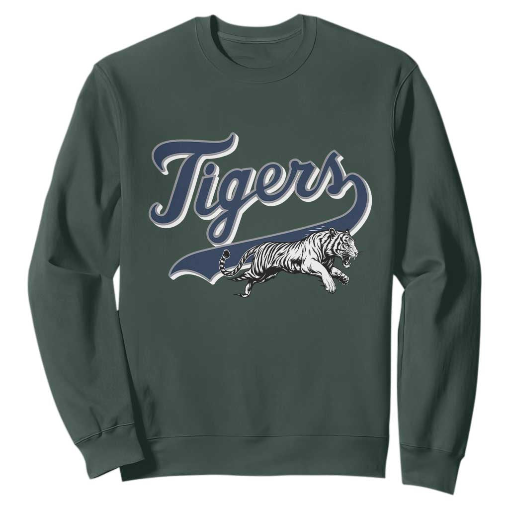 Funny Tiger Lover Sports Name Baseball Sweatshirt TS11 Dark Forest Green Print Your Wear