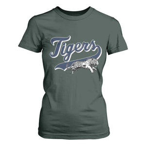 Funny Tiger Lover Sports Name Baseball T Shirt For Women TS11 Dark Forest Green Print Your Wear