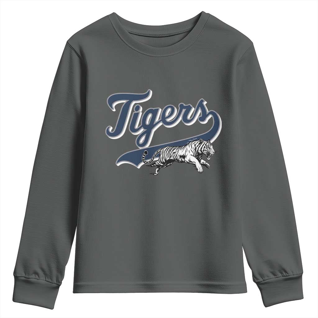 Funny Tiger Lover Sports Name Baseball Youth Sweatshirt TS11 Dark Heather Print Your Wear