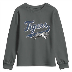 Funny Tiger Lover Sports Name Baseball Youth Sweatshirt TS11 Dark Heather Print Your Wear
