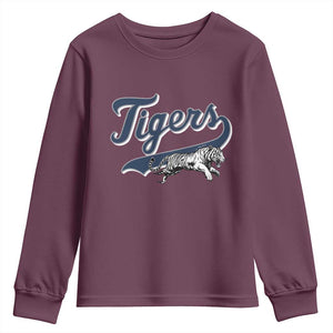 Funny Tiger Lover Sports Name Baseball Youth Sweatshirt TS11 Maroon Print Your Wear