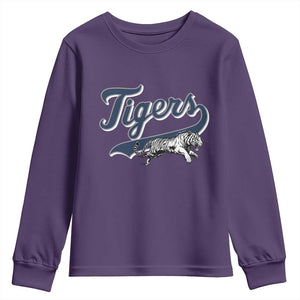 Funny Tiger Lover Sports Name Baseball Youth Sweatshirt TS11 Purple Print Your Wear