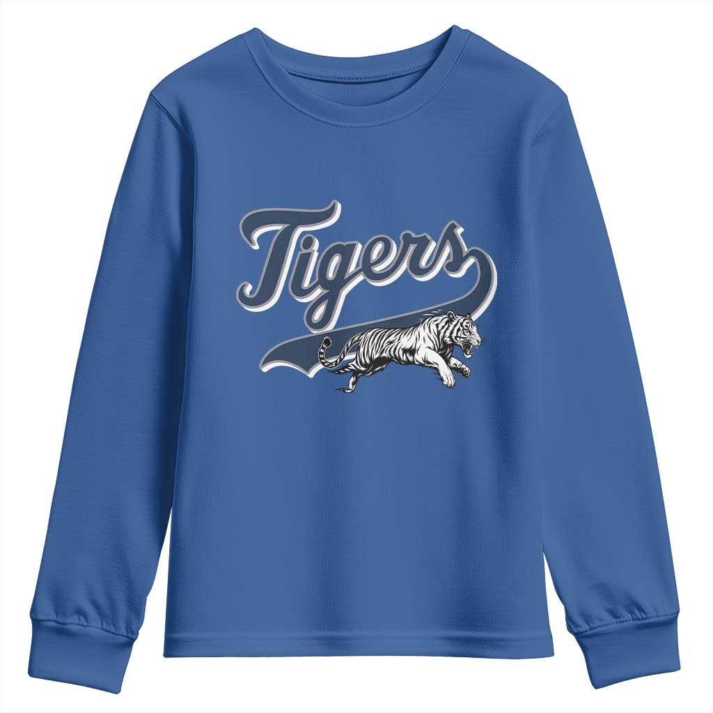 Funny Tiger Lover Sports Name Baseball Youth Sweatshirt TS11 Royal Blue Print Your Wear