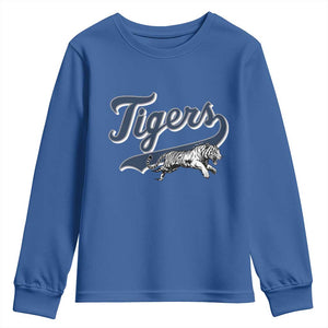 Funny Tiger Lover Sports Name Baseball Youth Sweatshirt TS11 Royal Blue Print Your Wear