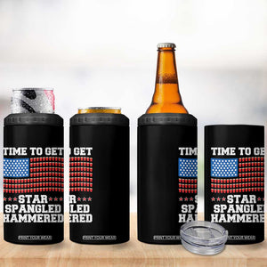 Funny Time To Get Star Spangled Hammered 4 in 1 Can Cooler Tumbler 4th of July Drinking Beer Pong Red Cup American Flag TS11 Print Your Wear