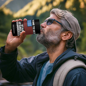 Funny Time To Get Star Spangled Hammered 4 in 1 Can Cooler Tumbler 4th of July Drinking Beer Pong Red Cup American Flag TS11 Print Your Wear