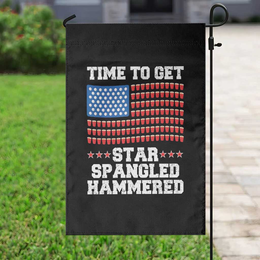 Funny Time To Get Star Spangled Hammered Garden Flag 4th of July Drinking Beer Pong Red Cup American Flag TS11 Print Your Wear