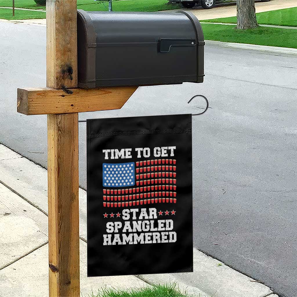 Funny Time To Get Star Spangled Hammered Garden Flag 4th of July Drinking Beer Pong Red Cup American Flag TS11 Print Your Wear