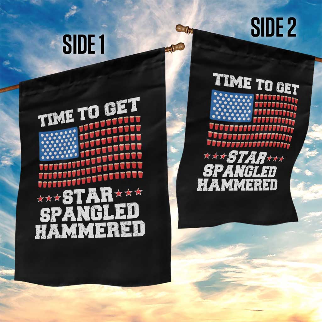Funny Time To Get Star Spangled Hammered Garden Flag 4th of July Drinking Beer Pong Red Cup American Flag TS11 Print Your Wear