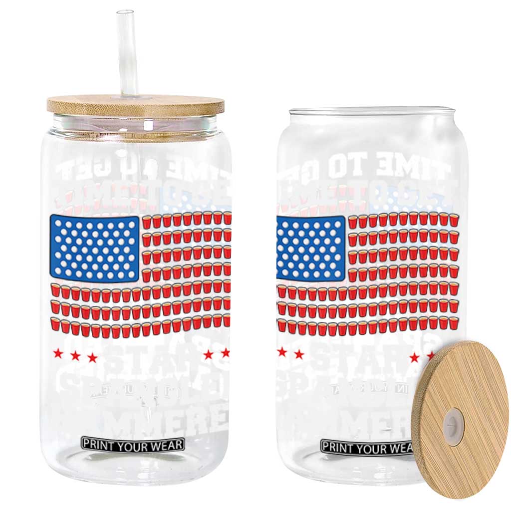 Funny Time To Get Star Spangled Hammered Glass Can 4th of July Drinking Beer Pong Red Cup American Flag TS11 Black Print Your Wear