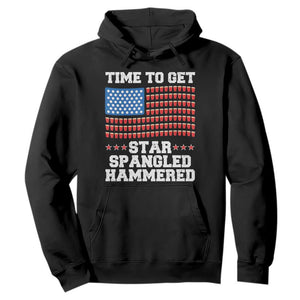 Funny Time To Get Star Spangled Hammered Hoodie 4th of July Drinking Beer Pong Red Cup American Flag TS11 Black Print Your Wear